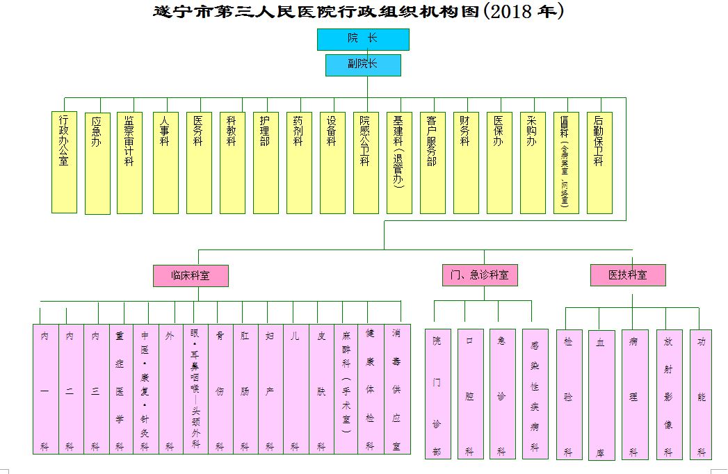 遂宁市第三人民医院行政组织机构图（2018年）